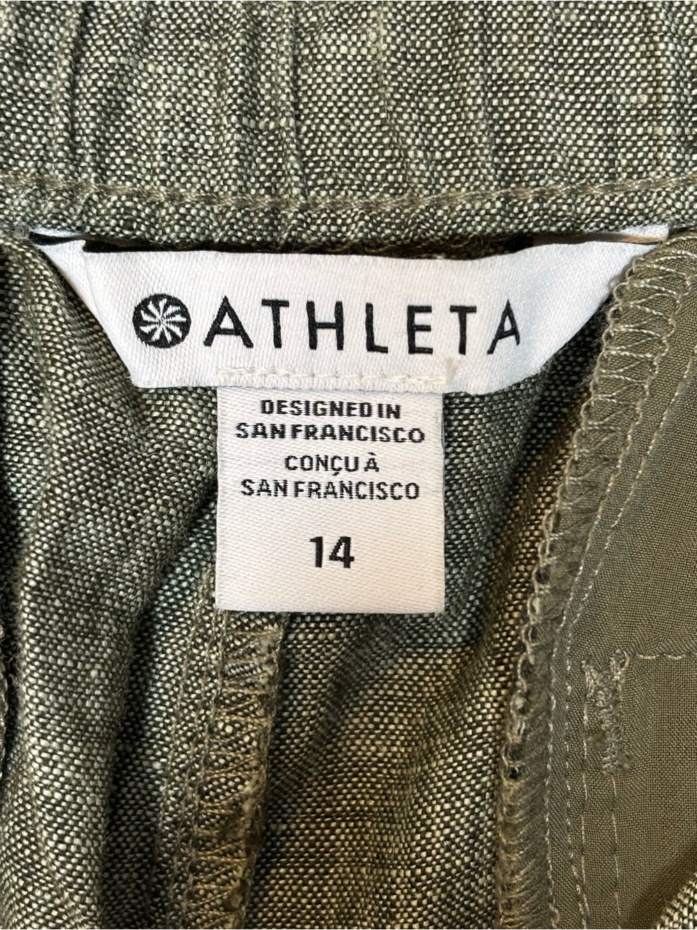 Athleta Voyager Cropped Lightweight Linen Trousers-Aspen Olive Green-Women 14 - Picture 5 of 7